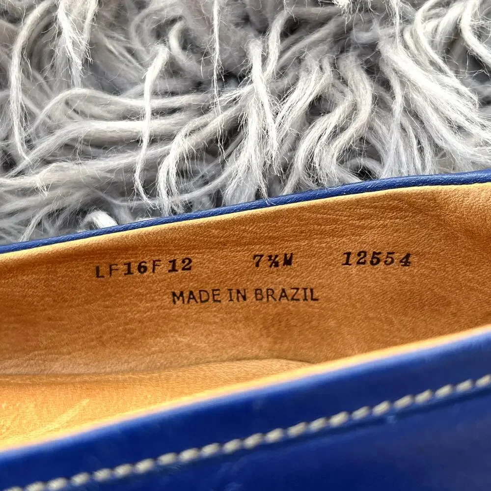 Peter Millar Leather Moccasins Golf Flats Driving Shoes Womens 7.5 Blue Tassels - Picture 7 of 11